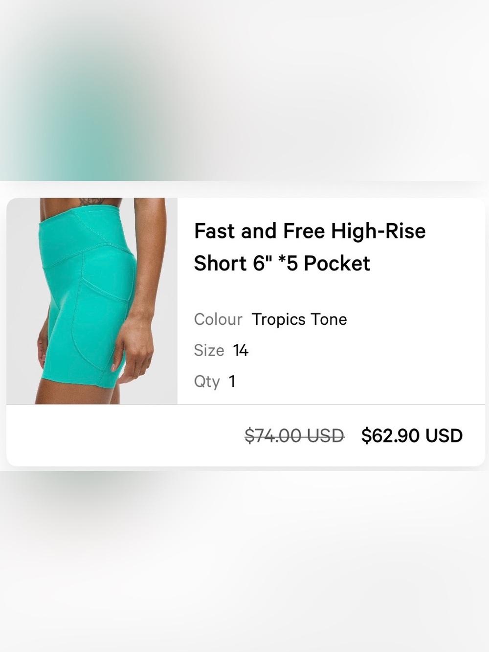 lululemon athletica Fast and Free High-Rise Short in Tropics Tone Teal